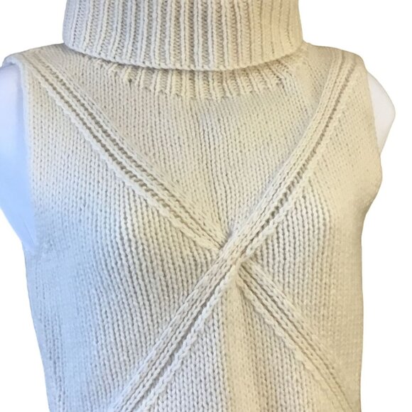Trina Turk Los Angeles Sleeveless Turtleneck Cable Knit Wool Sweater Medium - Picture 3 of 7